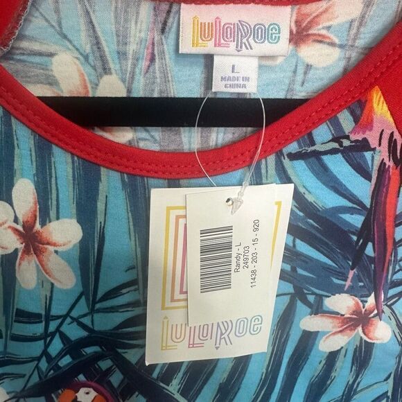 Lularoe L Tropical Parrots T Shirt Randy 3/4 Sleeve q1 - Picture 2 of 4